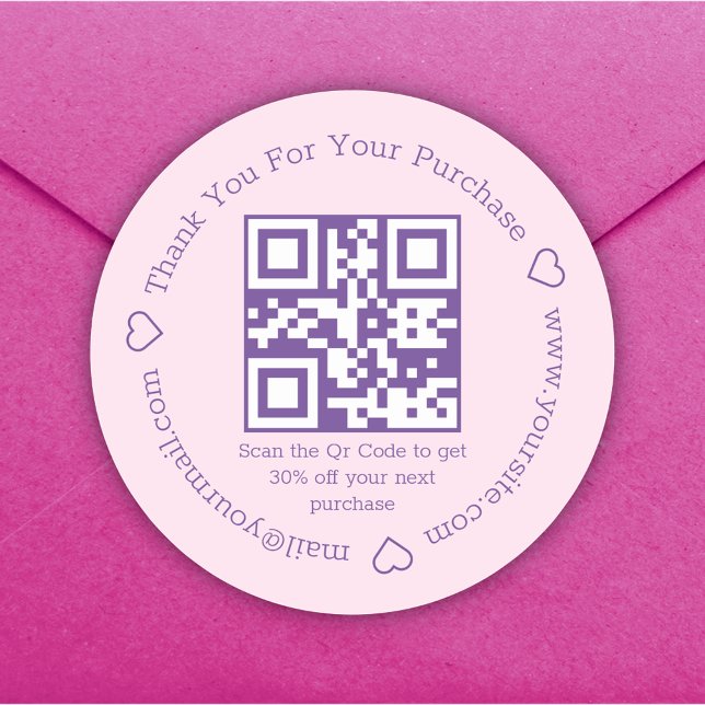 Adesivo obrigado elegante seu negócio qr code pink roxo (Criador carregado)