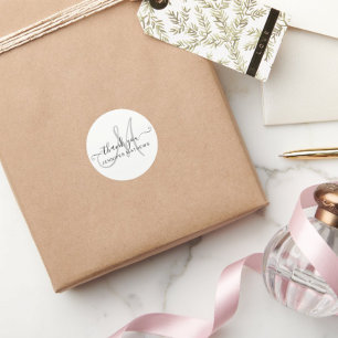 Adesivo Obrigado Elegante Tipografia Chic Black White