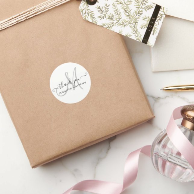 Adesivo Obrigado Elegante Tipografia Chic Black White (Criador carregado)