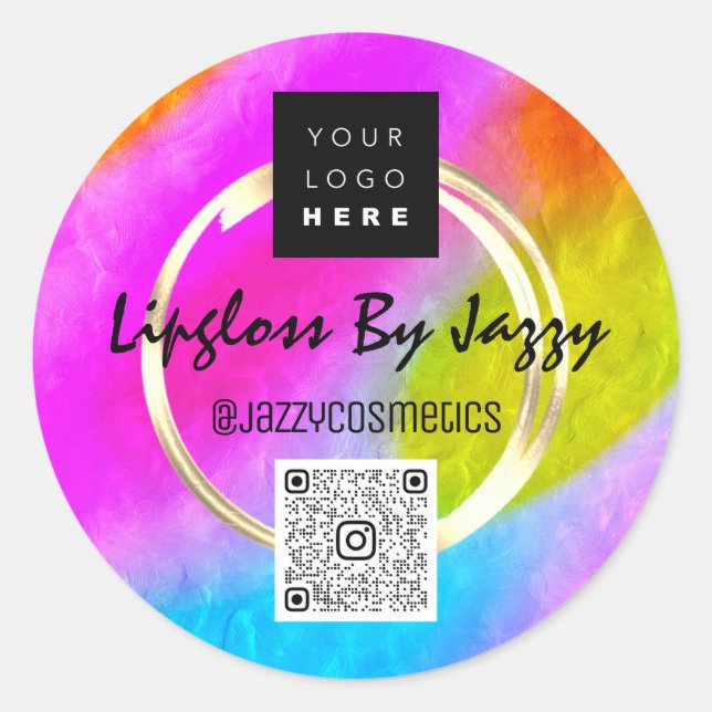 Adesivo Obrigado Empresa Código QR Logotipo rosa Dourado (Frente)