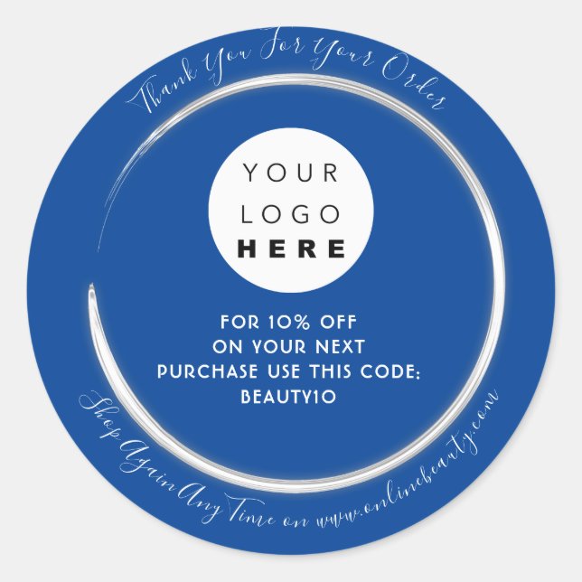 Adesivo Obrigado Encomendar Nome de Logotipo Personalizado (Frente)