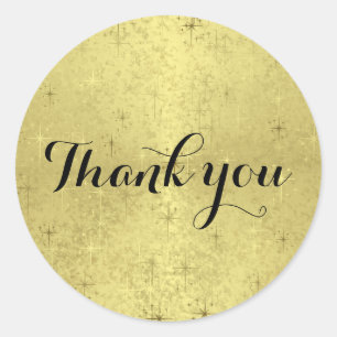 Adesivo "Obrigado" estrelas douradas do Natal na folha do