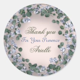 Adesivo Obrigado Eucalipto Aniversário Azul Verde Pó