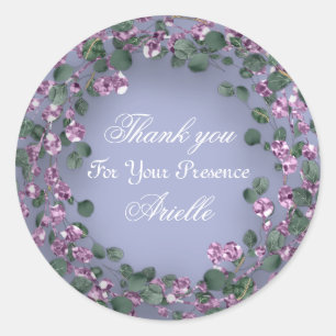 Adesivo Obrigado Eucalipto Aniversário Noiva Rosa Azul