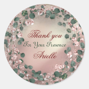 Adesivo Obrigado Eucalyptus Birthday Bride Greenery Blush
