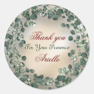 Adesivo Obrigado Eucalyptus Birthday Bride Greenery Ivory