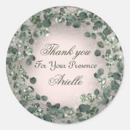 Adesivo Obrigado Eucalyptus Birthday Rustic GREEN Powder