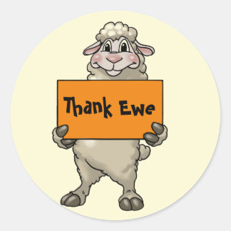 Adesivo Obrigado Ewe Engraçado Cartoon Shea com Sinal