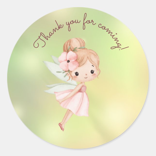 Adesivo Obrigado Fada Caprichosa Primeiro Aniversário (Frente)