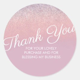 Adesivo Obrigado Falso Rosa e Purpura Brilhante Glitter 