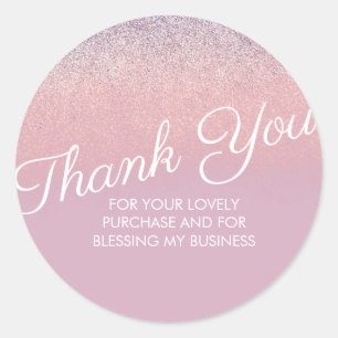 Adesivo Obrigado Falso Rosa e Purpura Brilhante Glitter