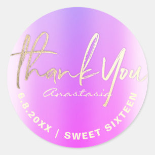 Adesivo Obrigado, Faux Foil Purple Personalizado