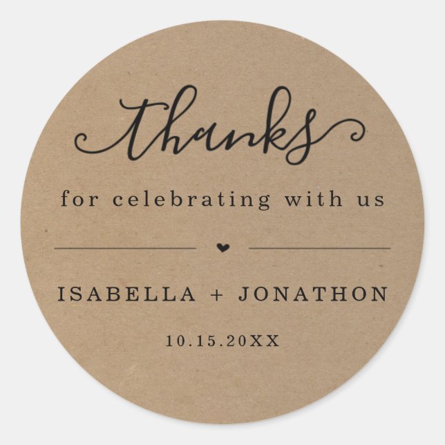 Adesivo Obrigado Favor Sticker - Kraft (Frente)