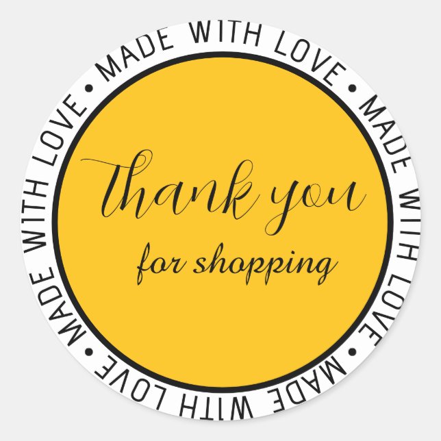 Adesivo "Obrigado! | Feita Com Amor" Personalizada Simples (Frente)