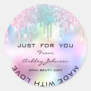 Adesivo Obrigado Feitos Com O Amor Holograph Rosa