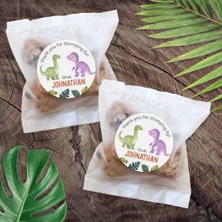 Adesivo Obrigado Festa de aniversário Bonita De Dinossauro