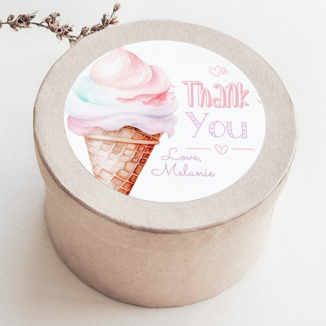 Adesivo obrigado festa de aniversário do sorvete (Criador carregado)