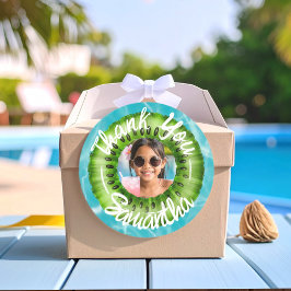 Adesivo Obrigado Festa na Piscina Verde Ousada