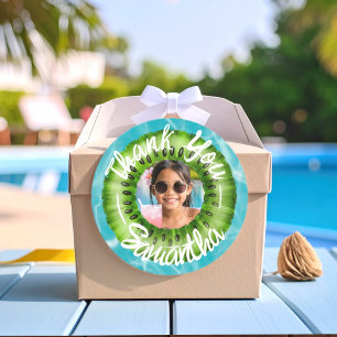 Adesivo Obrigado Festa na Piscina Verde Ousada