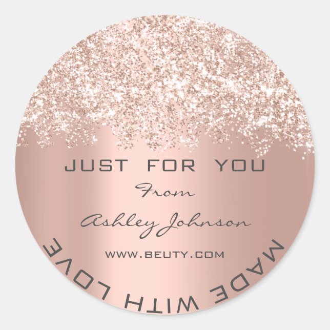 Adesivo Obrigado, Fez Com Amor, Confetti Rosa Ets (Frente)