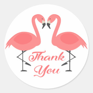 Adesivo Obrigado Flamingo Rosa Casamento Tropical Noiva