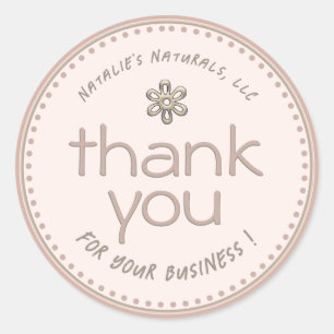 Adesivo Obrigado Flor neutro do círculo pontilhado cor-de-