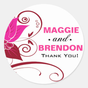 Adesivo Obrigado floral abstrato de Abraxas você fuschia