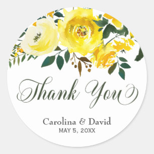 Adesivo Obrigado floral amarelo do casamento do verão voc