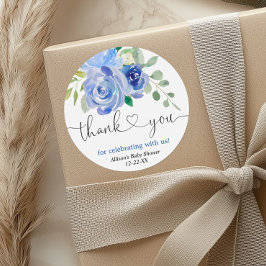 Adesivo Obrigado floral branco azul