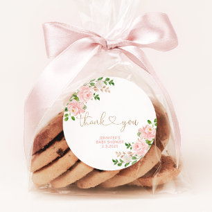 Adesivo Obrigado floral cor-de-rosa