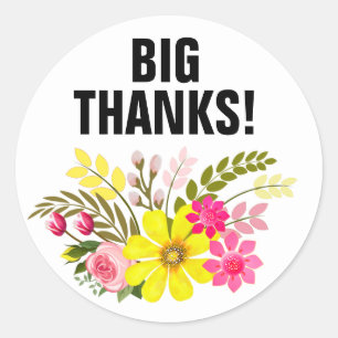 Adesivo Obrigado floral do folclore do vintage você branc