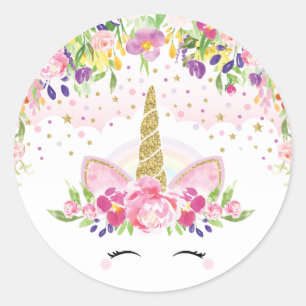 Adesivo Obrigado floral do unicórnio do arco-íris você