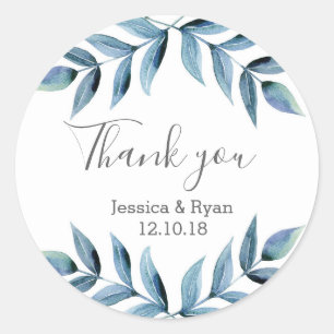 Adesivo Obrigado floral roxo azul do casamento você