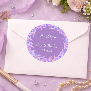 Adesivo Obrigado floral roxo você