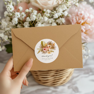 Adesivo Obrigado Floral Tropical Vintage