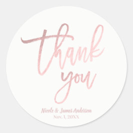 Adesivo OBRIGADO Folha Dourada Rosa Moderno Script Casamen