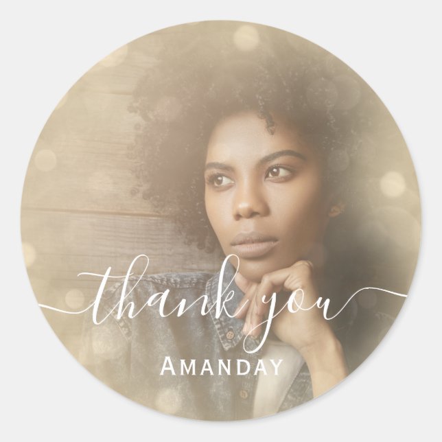 Adesivo Obrigado Foto  Rosa Festa de Aniversário Feminina  (Frente)