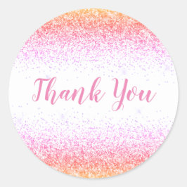 Adesivo Obrigado Glam Pink Glitter Elegante Girly Script