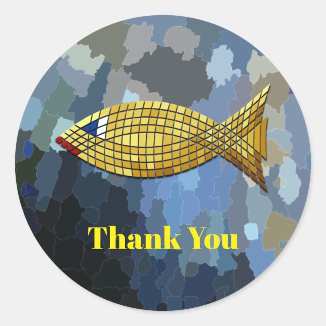 Adesivo Obrigado, Golden Fish Design, (Frente)