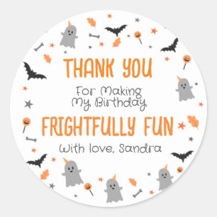Adesivo Obrigado Halloween Aniversário Laranja Cinza