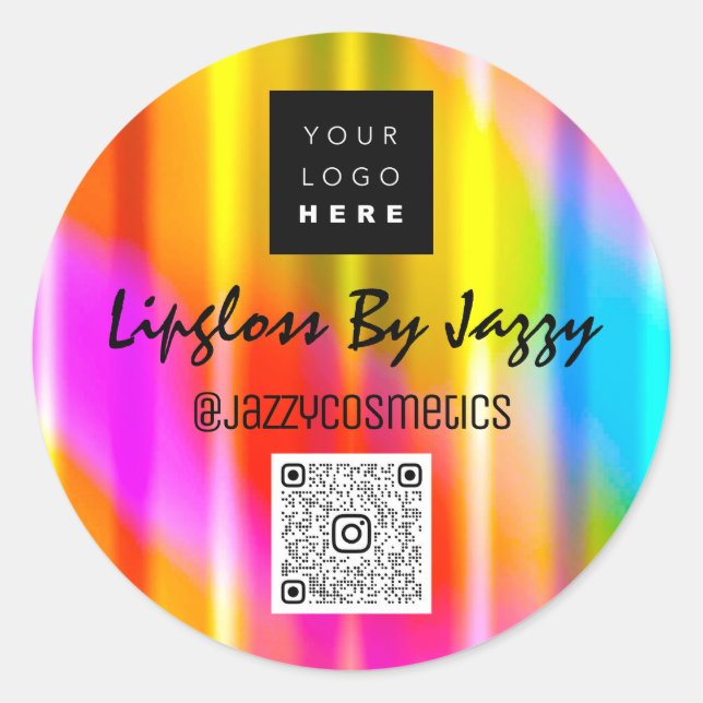 Adesivo Obrigado Hológrafo comercial Logotipo QRCode Rainb (Frente)