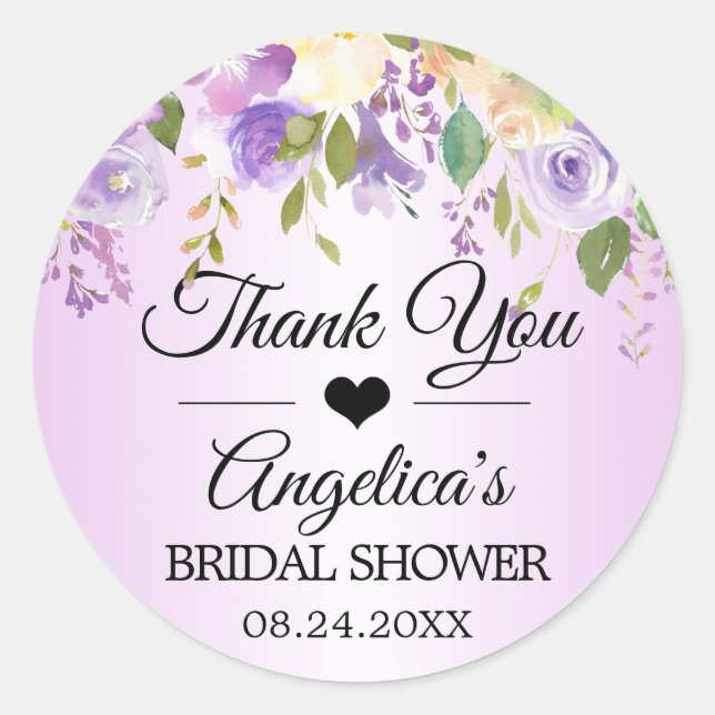 Adesivo Obrigado Lavanda Floral Lilac Wedding Bridal (Frente)