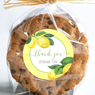 Adesivo Obrigado, limão, ponto de aquarela rústico