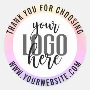 Adesivo Obrigado Logotipo Comercial do Pastel Unicorn Holo