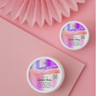 Adesivo Obrigado Logotipo Cosmético Código QR Rosa Púrpura