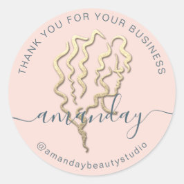 Adesivo Obrigado Logotipo Dourado para empresa Nome Cabelo