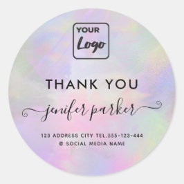 Adesivo Obrigado logotipo personalizado abstrato holográfi