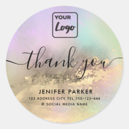 Adesivo Obrigado logotipo personalizado abstrato holográfi