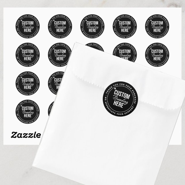 Adesivo Obrigado Logotipo Personalizado Black Small Busine (logo thank you sticker)