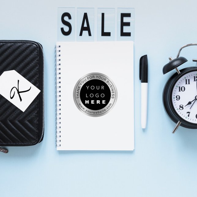 Adesivo Obrigado Logotipo Profissional Promocional Empresa (Thank You Professional Logo Promotional Business Classic Round Sticker)